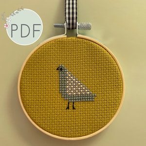 Cross Stitch PDF Pattern for Beginners, Instant Download, Easy Embroidery, Hand Embroidery for Kids, Starter Project, Bird Cross Stitch