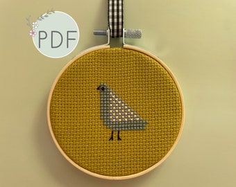 Cross Stitch PDF Pattern for Beginners, Instant Download, Easy Embroidery, Hand Embroidery for Kids, Starter Project, Bird Cross Stitch