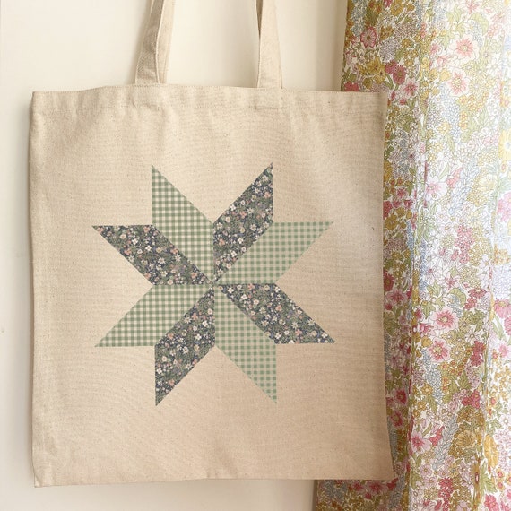 Quilt Block Cotton Canvas Tote Bag Sewing Bag Tote for Quilter Posie Patterns and Kits to Stitch Alicia Paulson Gift for Quilter Etsy
