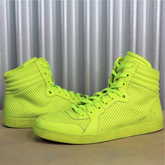 Overtuiging Uitvoerder Modernisering Gucci CODA Leather High-top Sneaker Shoes Neon Yellow - Etsy