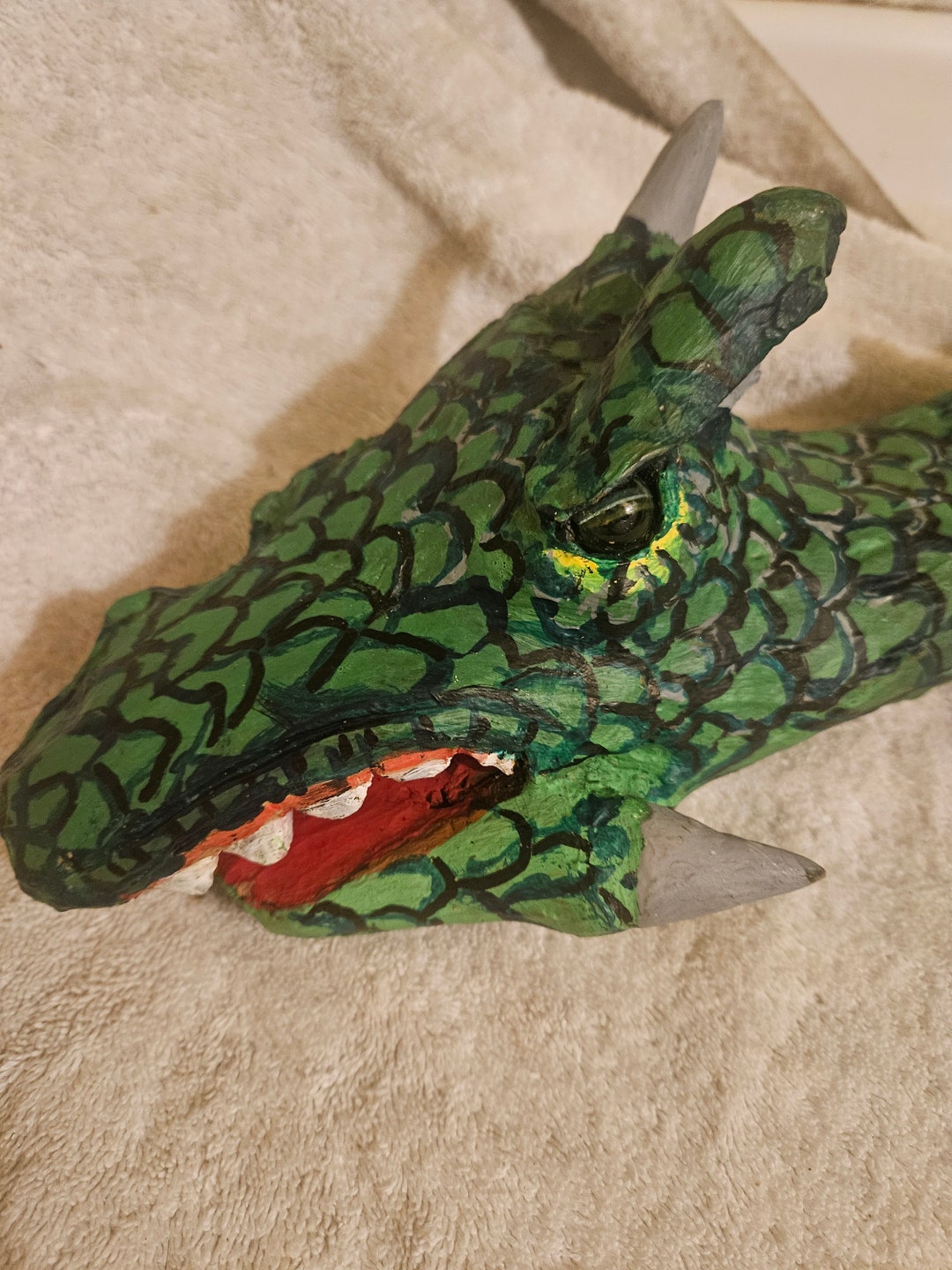 Wood Carved Dragon Head Sculpture Etsy