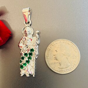 Saint Jude Sterling silver pendant 1.75 “ . Dije de Plata con piedras