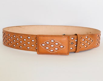 Men's western leather rodeo cowboy belt. Cinto vaquero de piel