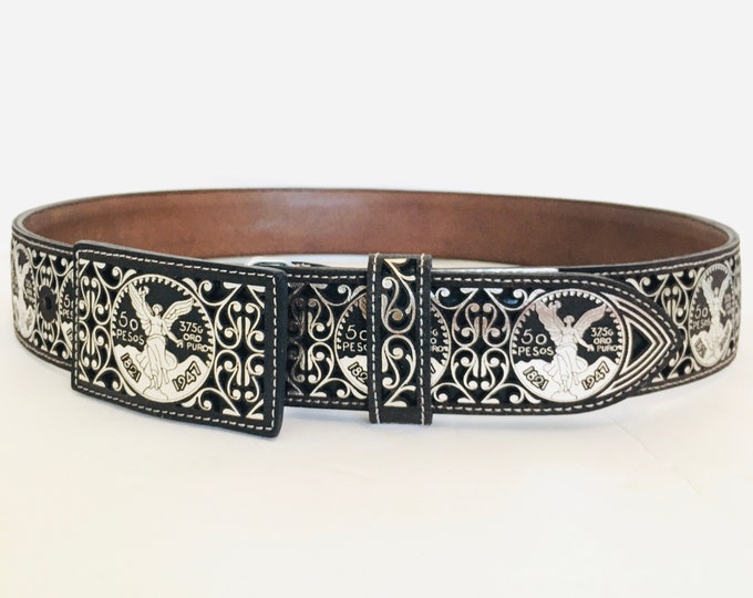 Cowboy western leather belt, cinto ranchero rodeo vaquero 2 inches