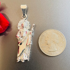 Saint Jude Sterling silver pendant 1.75 “ . Dije de Plata con piedras