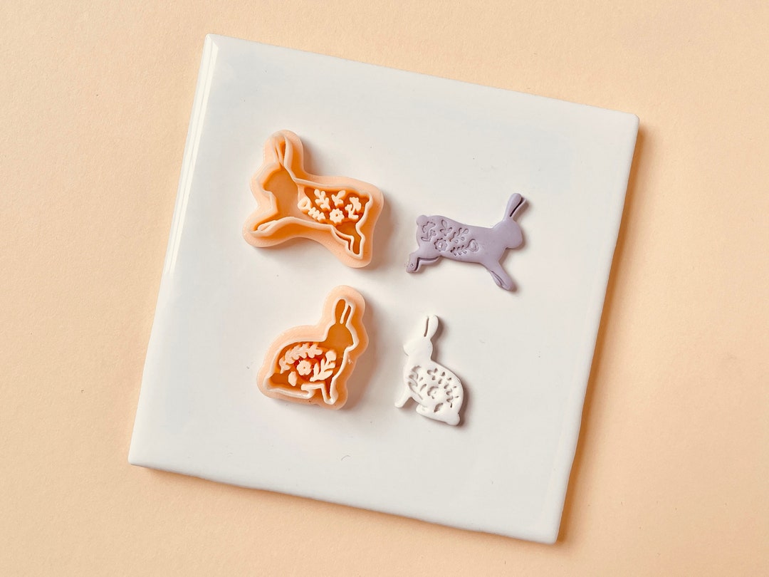 Bunny Rabbit #1 (floral Version) Polymer Clay Cutter - Etsy