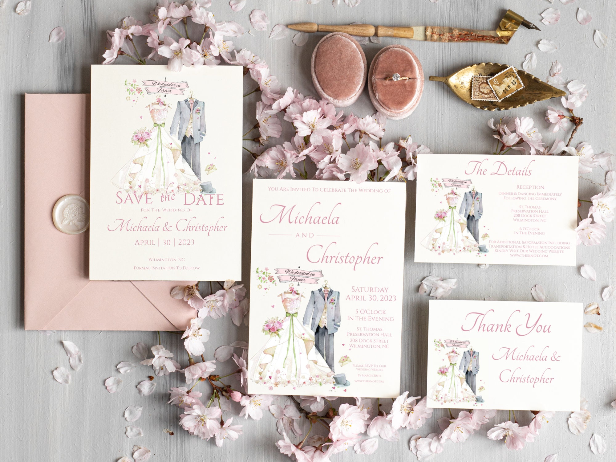 Editable Whimsically Romantic Wedding Invitation Medium Bundle ...