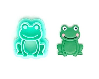 Cortador de arcilla polimérica con forma de rana adorable / Cortadores de primavera para jardín / Cortadores de pared doble / Cortadores Folly / 4 tamaños / N.º 094