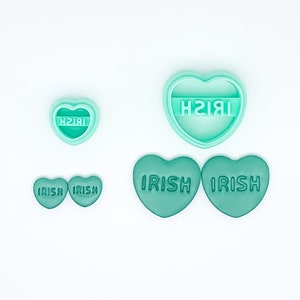 IRISH Heart Clay Cutter | St. Patrick&#39;s Day Irish Lucky  Love Spring Jewelry Making | Polymer Clay Cutter | 2 Sizes | No. 024
