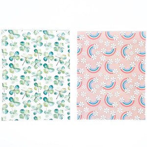 Fogli di trasferimento Shamrocks & Rainbows / Foglio di trasferimento di immagini in pasta polimerica solubile in acqua / Primavera San Patrizio / 4" x 5" / N. 014/015