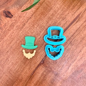 Irishman Hat and Beard Clay Cutter Set (2) | Leprechaun Hat and Beard | Polymer Clay Cutter | St. Patrick’s | 3 Sizes | Set of 2 | No. 033