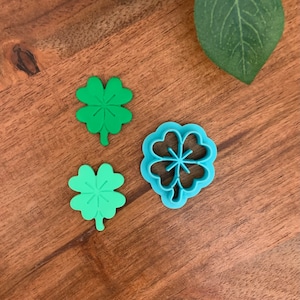 Four-Leaf Clover Clay Cutter (debossing) | Four-Leaf Clover with Stem | Polymer Clay Cutter | St. Patrick’s Day | 3 Sizes | No. 017