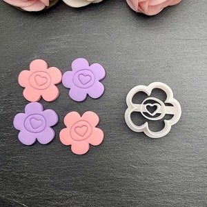 Flower with Heart Center | Polymer Clay Cutter | No. 080