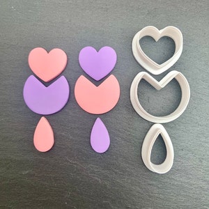 Heart Dangle Combo #1 | Polymer Clay Cutters | No. 079