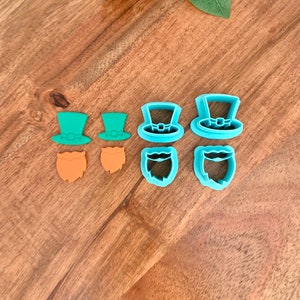 Irishman Hat and Beard Clay Cutter Set | Leprechaun Hat and Beard | Polymer Clay Cutter | St. Patrick’s Day | 3 Sizes | Set of 2 | No. 034