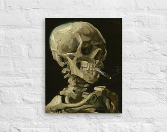 Thin Canvas Vincent van Gogh - Head of a skeleton with a burning cigarette (1888) wall decor
