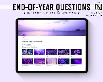 End-of-Year Coaching Questions Notion Workbook, Reflection Workbook, Year Review, Self-Guided Workbook, Thought Provoking Review