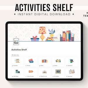 Estante de actividades Notion / Organizador digital para niños / Rastreadores infantiles / 10 en 1 / Planificador para mamás / Registro de lectura para niños