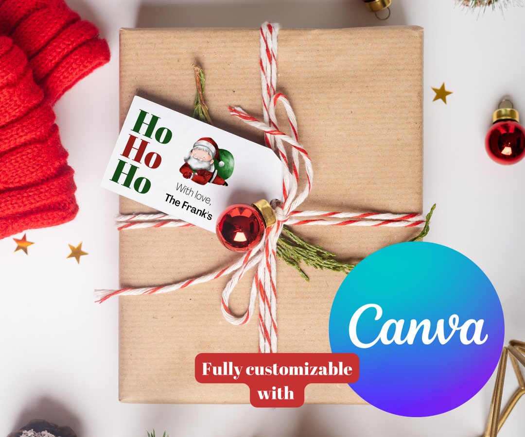 Customizable Santa Gift Tag Canva, Download, Christmas Printable ...