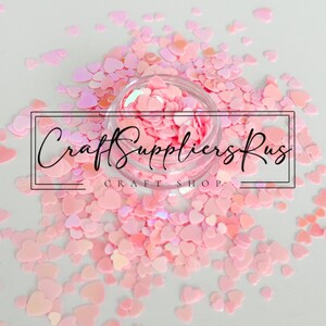 Valentijnsdag roze harten plastic glitter, Valentijnsdag slijmbenodigdheden, roze harten glitter