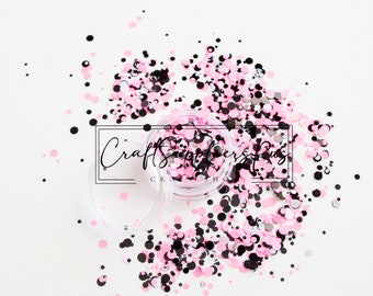 Pink White Black Chunky Glitter Mix, Pink and Black Glitter Mix, Glitter Mix for Snow Globe Tumblers, DIY Project/Crafts, Slime, Cosmetic
