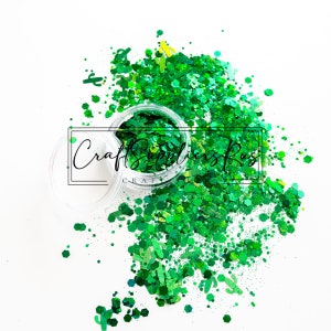 Mélange de paillettes Chucky Cactus vert, Mélange de paillettes vert cactus, Mélange de paillettes vertes, Mélange de paillettes pour gobelets boules à neige, Slime, Décoration d'ongles, Cosmétique