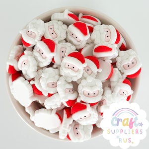 Mini cabochões de Papai Noel, cabochões de costas planas de Papai Noel, amuletos de Papai Noel, cabochões de Natal