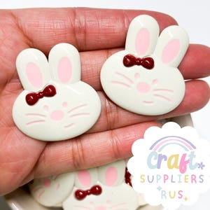 Set mit 4 flachen Rückseite Hasen Gesicht Charms, Hasen Charms, Hasen Cabochons, Ostern Charms, Ostern Cabochons, Ostern Verzierungen, Ostern Decoden