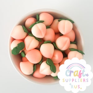 2/4/6/8/10pc Mini Peach Cabochons, Resin Mini Peach Cabochons, Peach Cabochons, Resin Peach Cabochons, Fake Bake