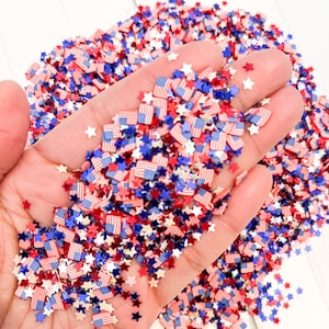 Fake Paterischer Sprenkel-Mix, Faux Paterischer Sprenkel-Mix, Rot Weiß Blaue Sprinkles, Rot Weiß Blaue Jimmies, Vateritischer Polymer Clay Glitter