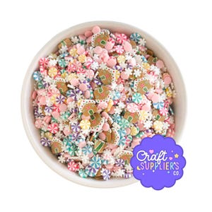 Christmas Polymer Clay Sprinkles – Pastel Peppermint Gingerbread House Fake Sprinkles for Crafts & Slime