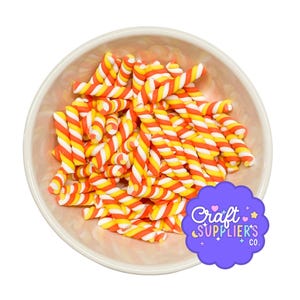 Candy Corn Twist Charms, Polymer Clay Candy Sticks, Fall Halloween Fake Bake Craft Set