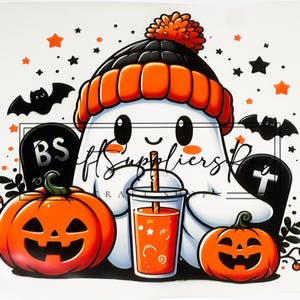 Ready To Press Cute Halloween Ghost DTF Transfer, Halloween DTF Transfer, Halloween Ready To Press, Girly Ghost DTF Transfer