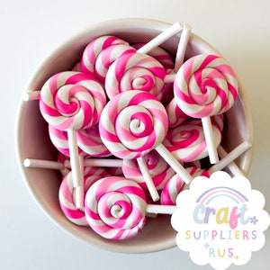 3/6/9/12 Stück Faux Pink Swirl Polymer Clay Lutscher, Fake Rosa Polymer Clay Lutscher, Fake Backen, Anhänger, Fake Lutscher