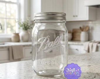 Ball 16oz Pint Mason Jar, Regular Mouth Glass Storage Container