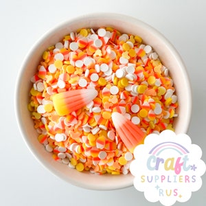 Faux Candy Corn Polymer Clay Sprinkles, Fake Candy Corn Sprinkles, Fake Candy Corn Mouse Sprinkle Mix, Fake Halloween Sprinkles, Fake Bake