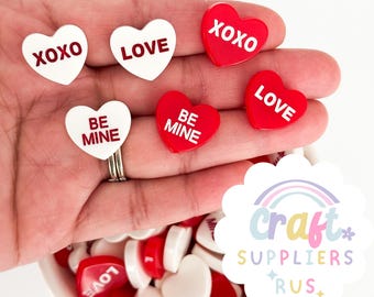 Fake Valentine Conversation Heart Resin Cabochons for DIY Projects