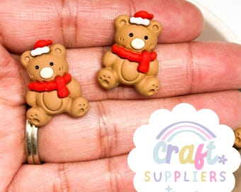 Cabochons kerstbeer, plakstenen teddybeerhars, nep-bakbedels voor de feestdagen