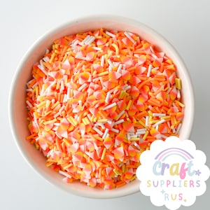 Faux Candy Corn Polymer Clay Sprinkles, Fake Candy Corn Sprinkles, Faux Halloween Sprinkles, Fake Bake, Slime, Halloween Decoration
