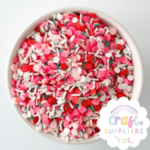 Fake Strawberry Shortcake Polymer Clay Sprinkles, Fake Strawberry Sprinkles, Polymer Sprinkles, Fake Strawberry Shortcake Sprinkles