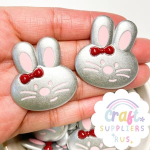 Set mit 4 flachen Rückseite Hasen Gesicht Charms, Hasen Charms, Hasen Cabochons, Ostern Charms, Ostern Cabochons, Ostern Verzierungen, Ostern Decoden