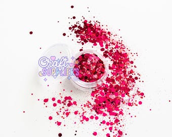 Bold Fuchsia Chunky Glitter Blend for Nail Art, Slime, DIY Crafts