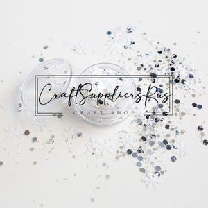 White Winterland Glitter Mix, Snowflake Glitter Mix, Christmas Glitter Mix, Holiday Glitter Mix, Glitter Mix for Snow Globe Tumblers, Slime