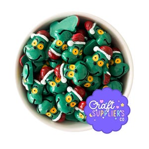 Gröna julfigurer med platt baksida i harts, set om 4
