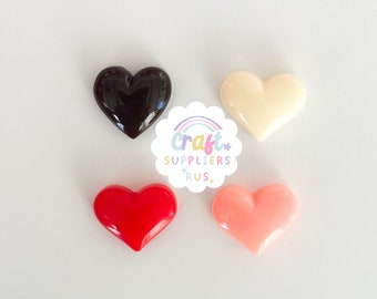 Flatback Resin Heart Cabochons, Faux Candy Hearts for Valentine Crafts