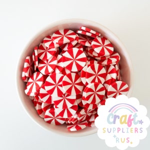 20MM Faux Peppermint Polymer Clay Slices, Fake Peppermint Slices, Large Polymer Clay Peppermint, Fake Bake, Slime