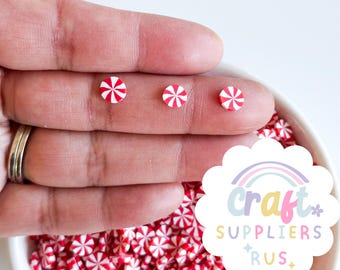 Chispas de menta falsas de 5 mm, dulces navideños de arcilla polimérica, complementos para slime navideño, suministros para hornear falsos