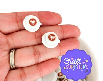 Mini Coffee Cup Resin Cabochons, Latte Cup Charms, Coffee Lover Embellishments, Flat Back Resin Charms, Kawaii Craft Supplies, Set of 10