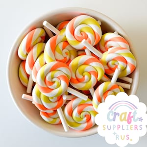 3/6/9/12pc Faux Halloween Polymer Clay Lollipops, Fake Polymer Clay Candy Corn Lollipops, Fake Lollipops, Fake Bake, Charms, Cabochons
