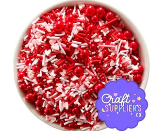 Fake Valentine Sprinkle Mix Polymer Clay with Acrylic Beads for Crafts